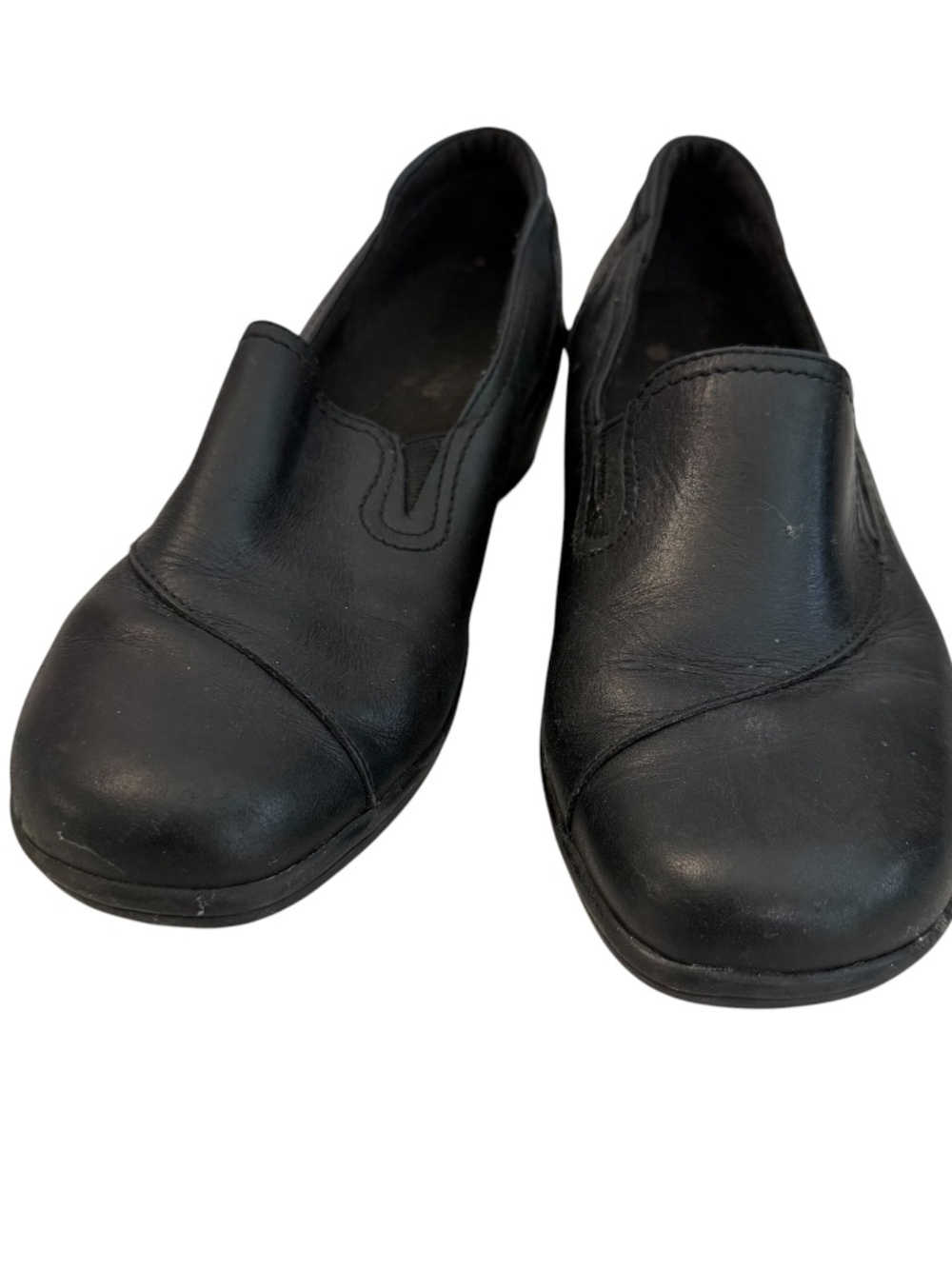 Clark’s Bendables Women’s Black Leather Slip-On Square Toe Flats Sz 7.5M GUC
